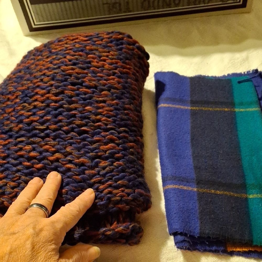 Lands' End Multicolor Chunky Knit Scarf With 2nd Scarf